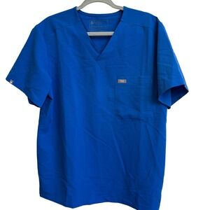 FIGS Three-Pocket‎ Scrub Top Men's Medium Blue Technical Collection 3352